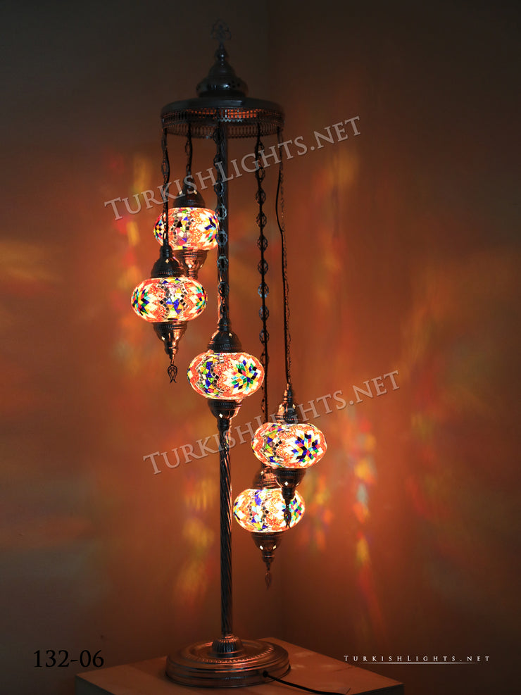 FLOOR LAMP WITH  5 LARGE GLOBES and CHROME FINISH ,ID:132 - TurkishLights.NET