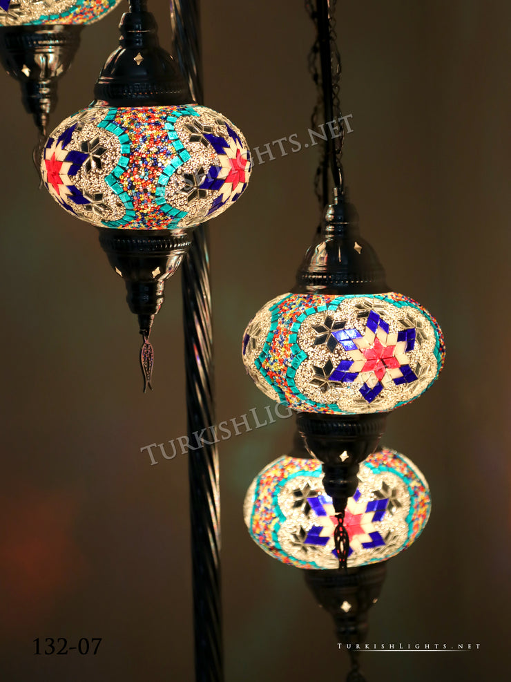 FLOOR LAMP WITH  5 LARGE GLOBES and CHROME FINISH ,ID:132 - TurkishLights.NET