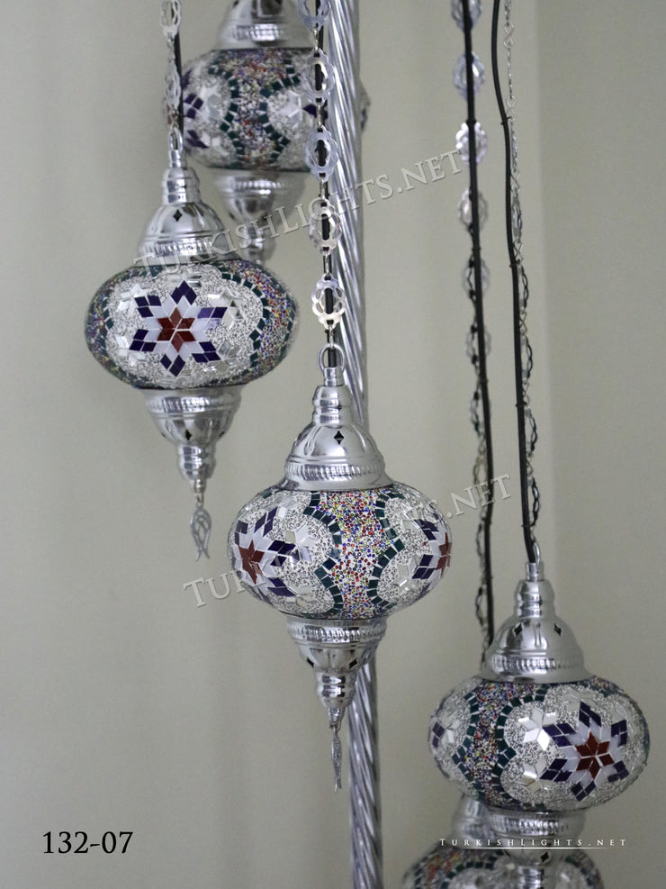 FLOOR LAMP WITH  5 LARGE GLOBES and CHROME FINISH ,ID:132 - TurkishLights.NET