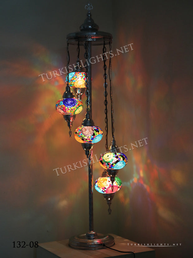 FLOOR LAMP WITH  5 LARGE GLOBES and CHROME FINISH ,ID:132 - TurkishLights.NET