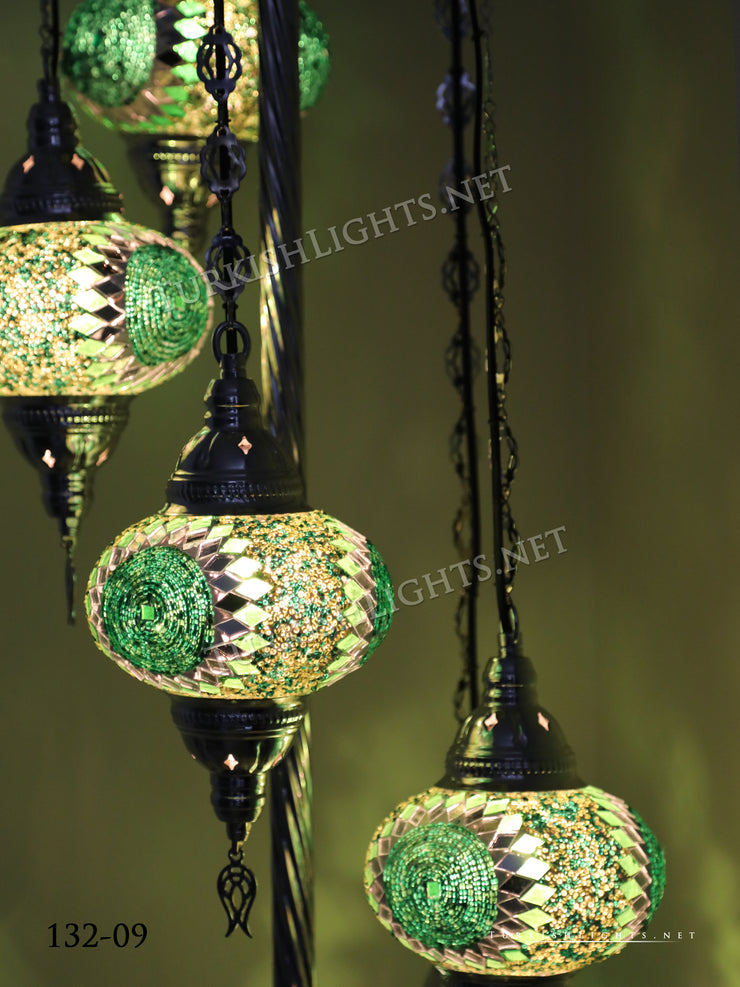 FLOOR LAMP WITH  5 LARGE GLOBES and CHROME FINISH ,ID:132 - TurkishLights.NET