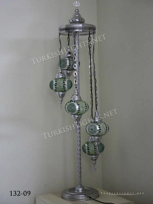 FLOOR LAMP WITH  5 LARGE GLOBES and CHROME FINISH ,ID:132 - TurkishLights.NET