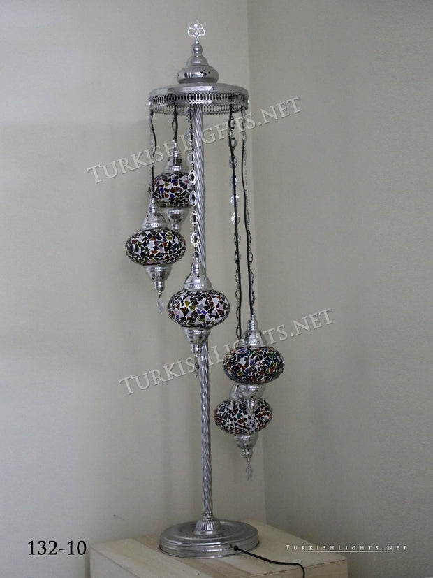 FLOOR LAMP WITH  5 LARGE GLOBES and CHROME FINISH ,ID:132 - TurkishLights.NET