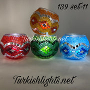 Set Of 4 Turkish Mosaic Candle Holders,ID: 139-11 - TurkishLights.NET