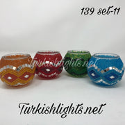 Set Of 4 Turkish Mosaic Candle Holders,ID: 139-11 - TurkishLights.NET