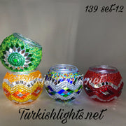 Set Of 4 Turkish Mosaic Candle Holders,ID: 139-12 - TurkishLights.NET