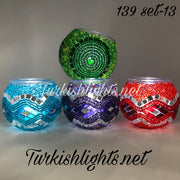 Set Of 4 Turkish Mosaic Candle Holders,ID: 139-13 - TurkishLights.NET