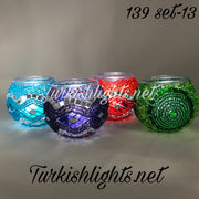 Set Of 4 Turkish Mosaic Candle Holders,ID: 139 all - TurkishLights.NET