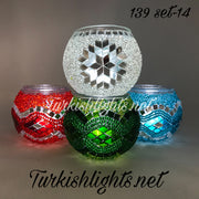 Set Of 4 Turkish Mosaic Candle Holders,ID: 139-14 - TurkishLights.NET