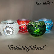 Set Of 4 Turkish Mosaic Candle Holders,ID: 139-14 - TurkishLights.NET