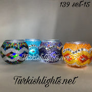 Set Of 4 Turkish Mosaic Candle Holders,ID: 139-15 - TurkishLights.NET