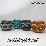 Set Of 4 Turkish Mosaic Candle Holders,ID: 139-15 - TurkishLights.NET