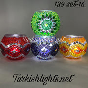 Set Of 4 Turkish Mosaic Candle Holders,ID: 139-16 - TurkishLights.NET