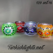 Set Of 4 Turkish Mosaic Candle Holders,ID: 139-16 - TurkishLights.NET