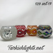Set Of 4 Turkish Mosaic Candle Holders,ID: 139-17 - TurkishLights.NET