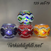 Set Of 4 Turkish Mosaic Candle Holders,ID: 139-19 - TurkishLights.NET