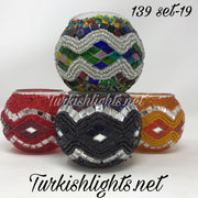 Set Of 4 Turkish Mosaic Candle Holders,ID: 139-19 - TurkishLights.NET