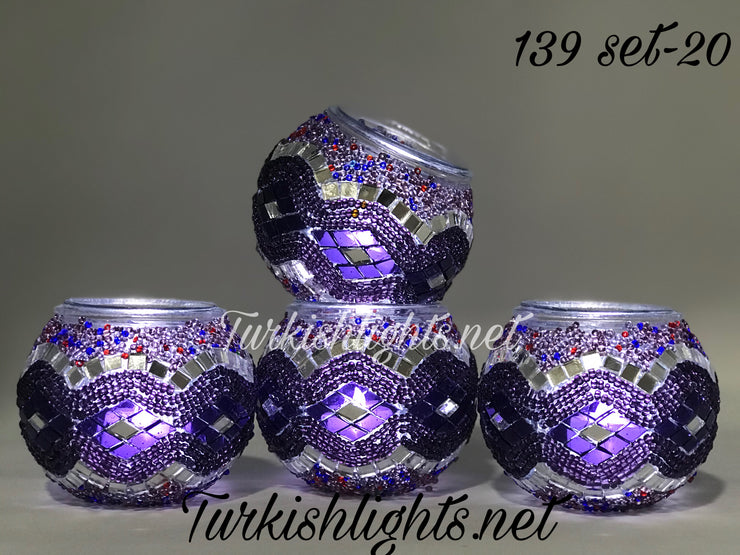 Set Of 4 Turkish Mosaic Candle Holders,ID: 139-20 - TurkishLights.NET