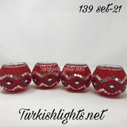 Set Of 4 Turkish Mosaic Candle Holders,ID: 139-21 - TurkishLights.NET