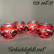 Set Of 4 Turkish Mosaic Candle Holders,ID: 139-21 - TurkishLights.NET