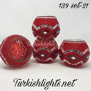 Set Of 4 Turkish Mosaic Candle Holders,ID: 139-21 - TurkishLights.NET