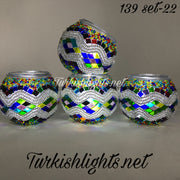 Set Of 4 Turkish Mosaic Candle Holders,ID: 139 all - TurkishLights.NET