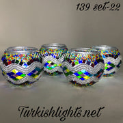 Set Of 4 Turkish Mosaic Candle Holders,ID: 139-22 - TurkishLights.NET