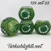 Set Of 4 Turkish Mosaic Candle Holders,ID: 139-23 - TurkishLights.NET