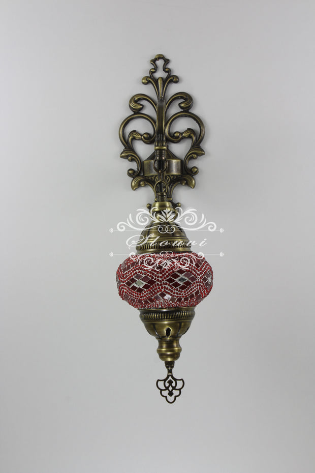 Turkish Mosaic  Wall Sconce, With Medium Globe - TurkishLights.NET