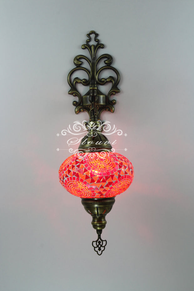 Turkish Mosaic  Wall Sconce, With Large Globe - TurkishLights.NET