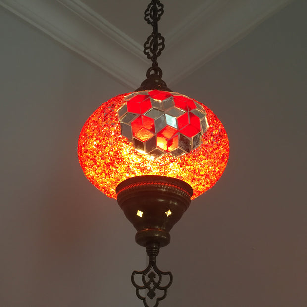 Turkish Handmade Mosaic  Hanging Lamp - Large Globe - TurkishLights.NET