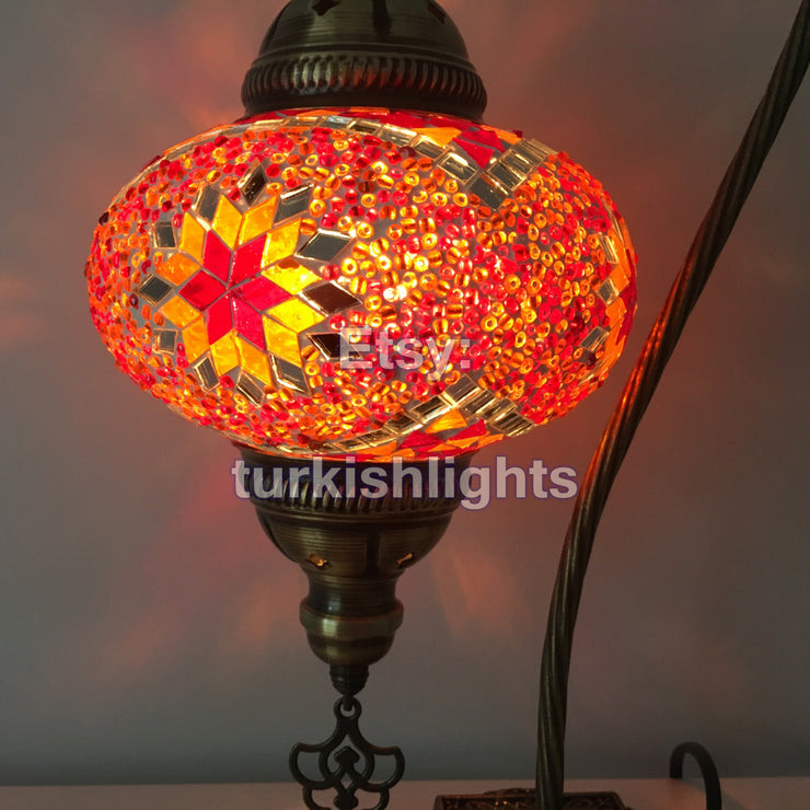 SWAN NECK MOSAIC TABLE LAMP, LARGE GLOBE - TurkishLights.NET