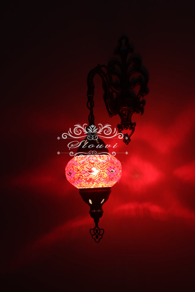 Turkish Mosaic  Wall Sconce, With Medium Globe - TurkishLights.NET