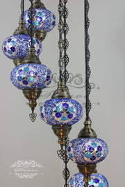 7 - BALL TURKISH MOSAIC CHANDELIER, LARGE GLOBES - TurkishLights.NET