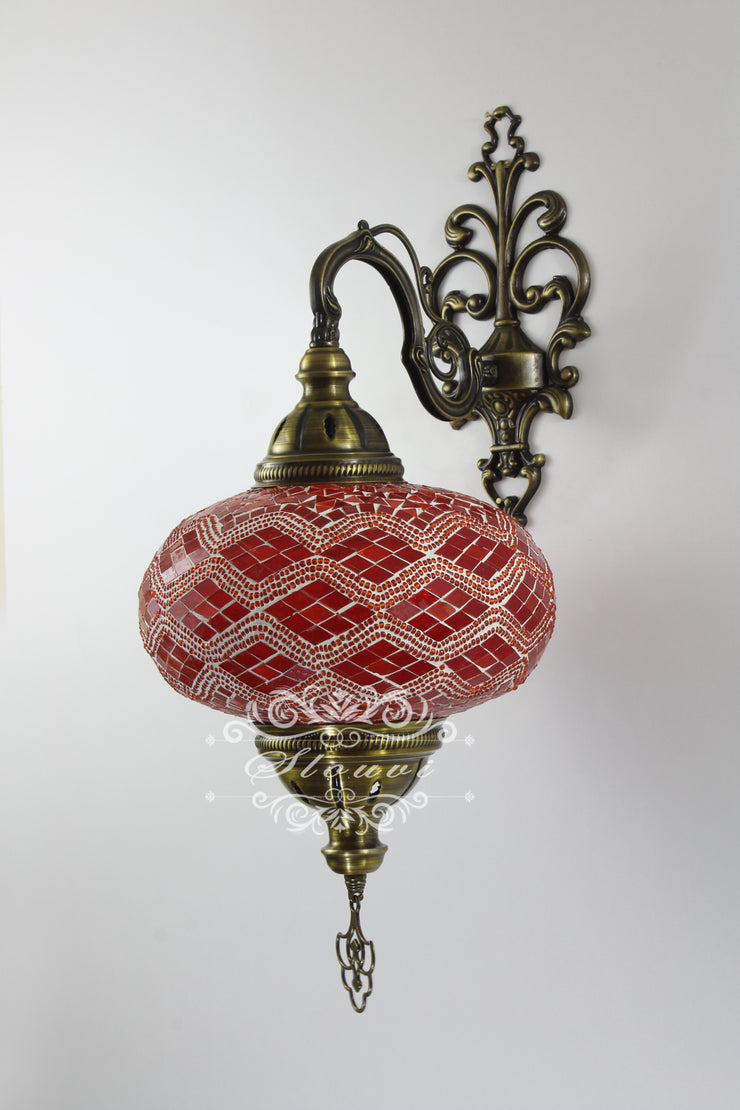 Turkish Mosaic  Wall Sconce, With Extra Large Globes - TurkishLights.NET