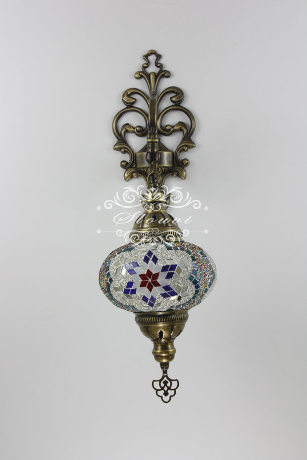 Turkish Mosaic  Wall Sconce, With Large Globe - TurkishLights.NET