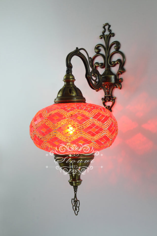 Turkish Mosaic  Wall Sconce, With Extra Large Globes - TurkishLights.NET