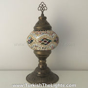 TURKISH MOSAIC TABLE LAMP,  MEDIUM GLOBE - TurkishLights.NET