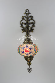 Turkish Mosaic  Wall Sconce, With Large Globe - TurkishLights.NET