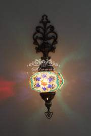 Turkish Mosaic  Wall Sconce, With Large Globe - TurkishLights.NET