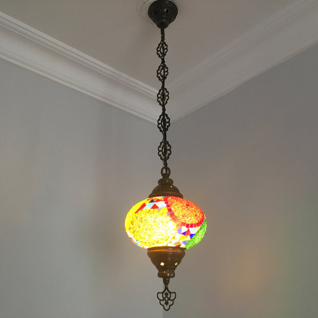 Turkish Handmade Mosaic  Hanging Lamp - Large Globe - TurkishLights.NET