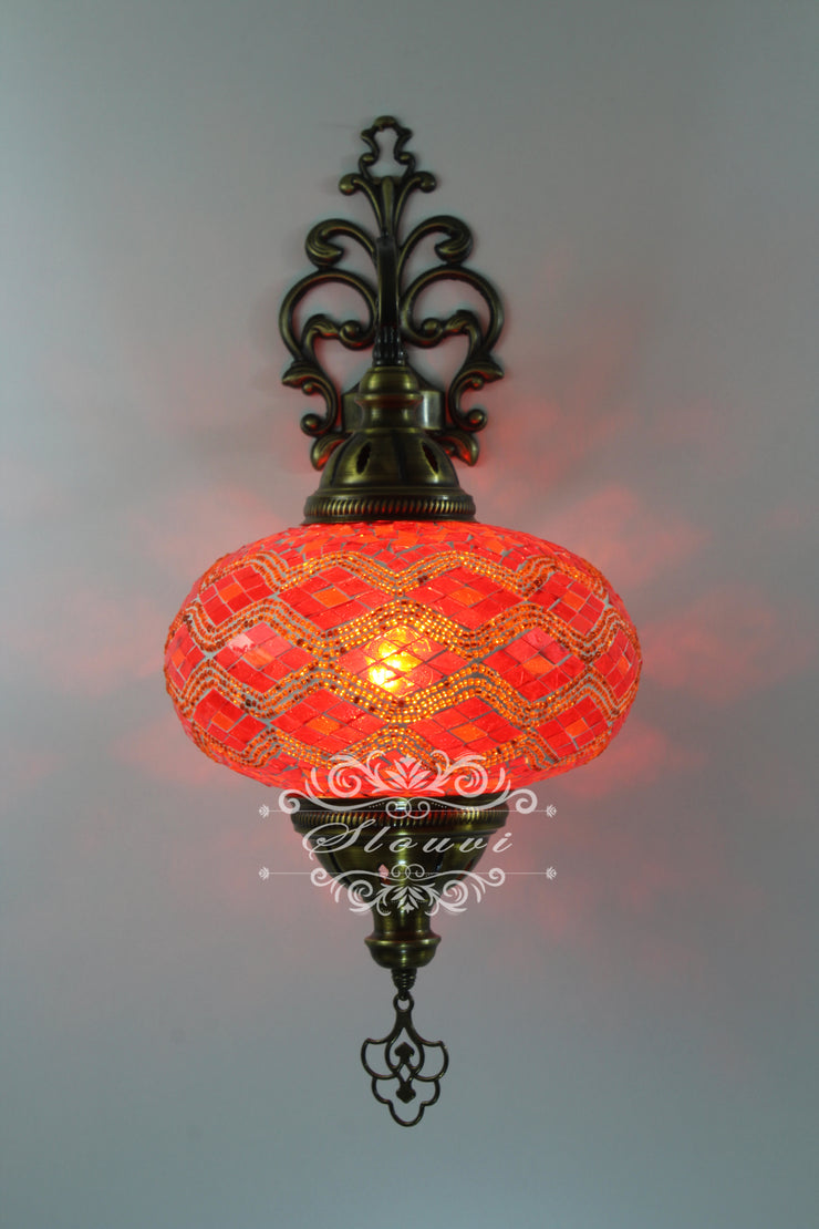 Turkish Mosaic  Wall Sconce, With Extra Large Globes - TurkishLights.NET