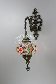 Turkish Mosaic  Wall Sconce, With Large Globe - TurkishLights.NET