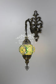 Turkish Mosaic  Wall Sconce, With Medium Globe - TurkishLights.NET