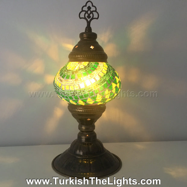 TURKISH MOSAIC TABLE LAMP,  MEDIUM GLOBE - TurkishLights.NET