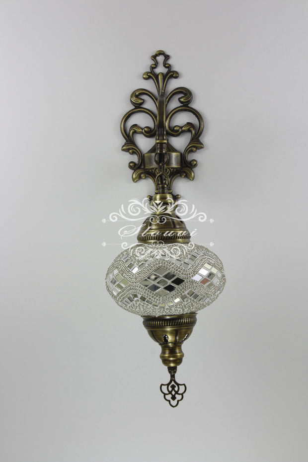 Turkish Mosaic  Wall Sconce, With Large Globe - TurkishLights.NET