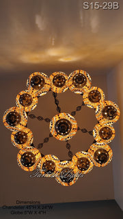 15-BALL TURKISH SULTAN MOSAIC CHANDELIER, MEDİUM GLOBES ID: S15-29B