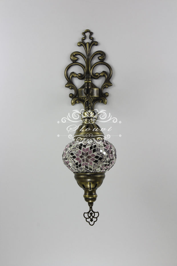 Turkish Mosaic  Wall Sconce, With Medium Globe - TurkishLights.NET