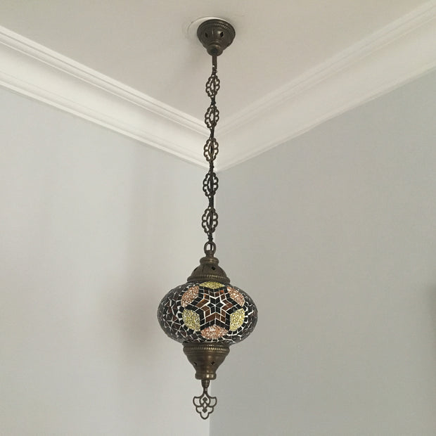 Turkish Handmade Mosaic  Hanging Lamp - Large Globe - TurkishLights.NET