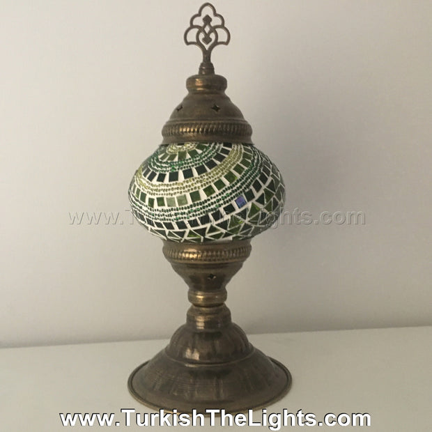 TURKISH MOSAIC TABLE LAMP,  MEDIUM GLOBE - TurkishLights.NET